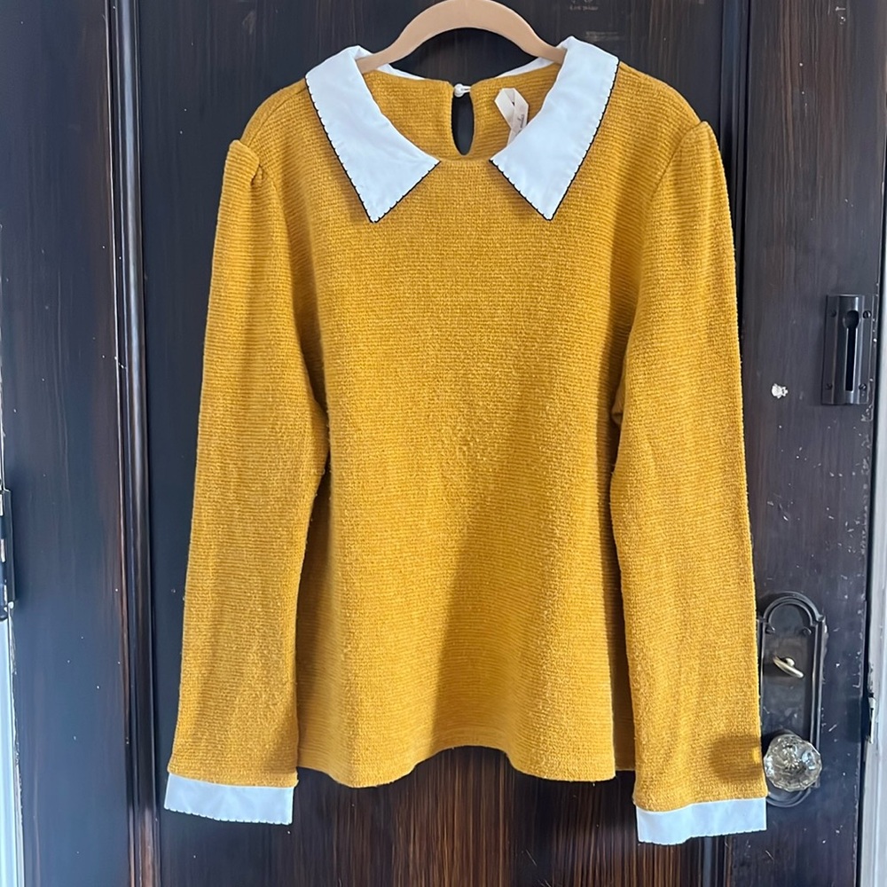 ModCloth Mustard Yellow Gold Preppy Vintage Peter Pan Collar Sweater